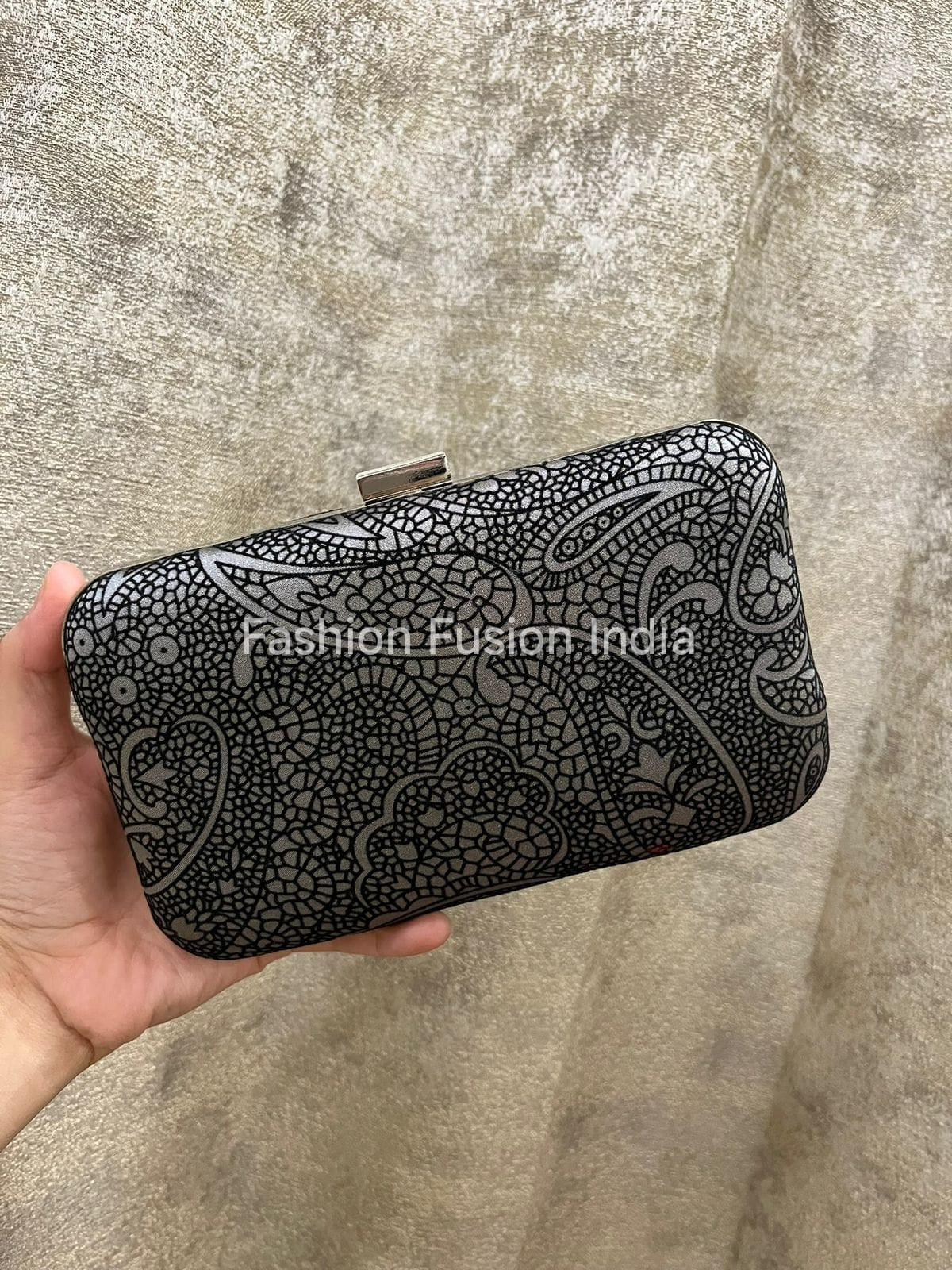 Black Lace Pattern Clutch Bag