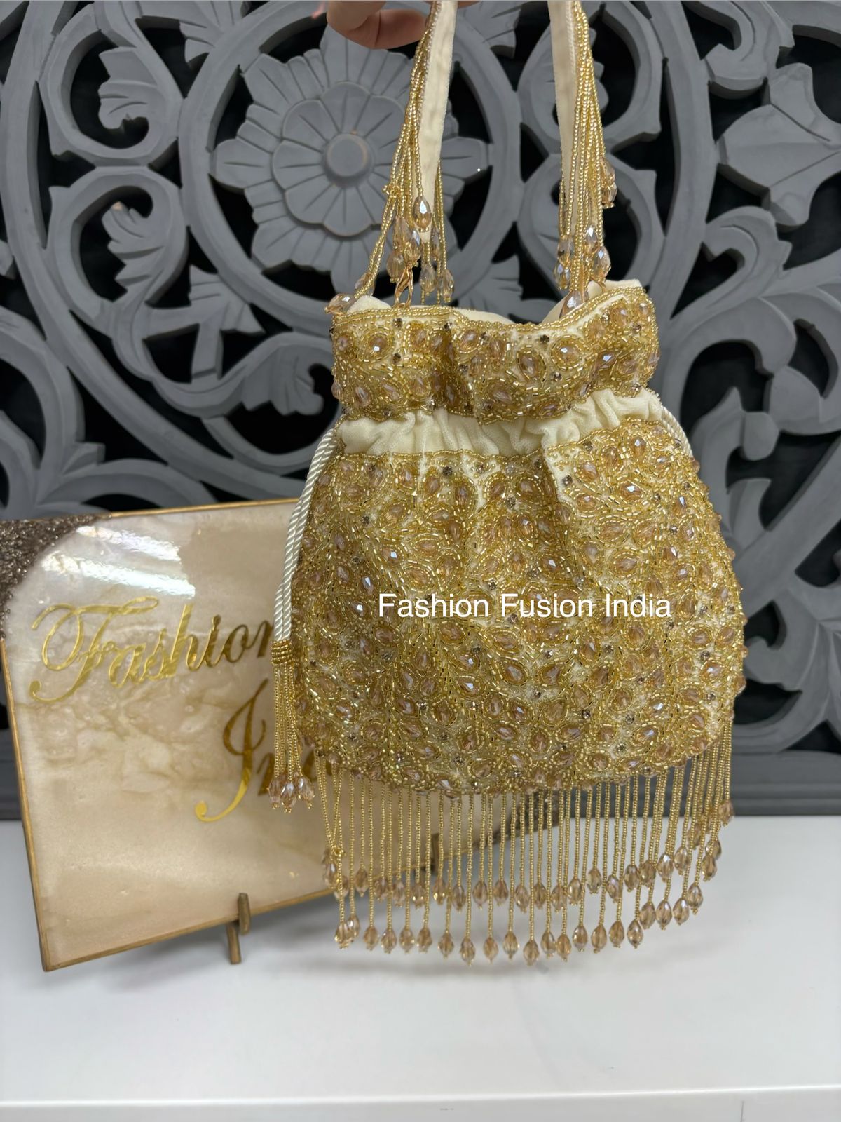 White Pearl handcrafted Potli Bag