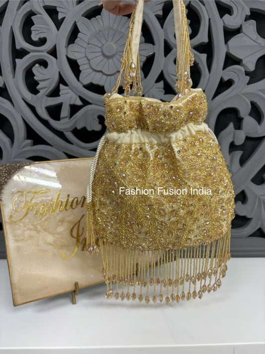 White Pearl handcrafted Potli Bag